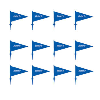 12PK Victor Sports Field Marker Flag PVC Tall Spike Base Blue 23cm