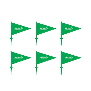 6PK Victor Sports Field Marker Flag PVC Tall Spike Base Green 23cm