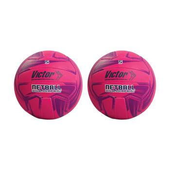 2PK Victor Sports Pro Netball Size 5 Synthetic Rubber Training Pink