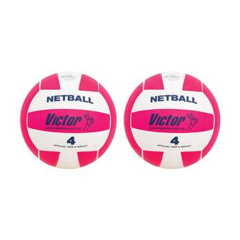 2PK Victor Sports Rubber Netball Size 4 Pink Durable Training Ball Outdoor
