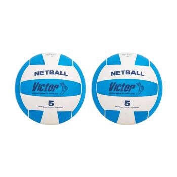 2PK Victor Sports Rubber Netball Size 5 Blue Durable Training Ball Outdoor