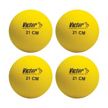 4PK Victor Sports Playball Rubber Durable Bounce Ball Active Play Yellow 21cm
