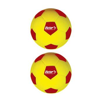 2PK Victor Sports Soccer Ball Foam Nerf Soft Indoor Play Training Yellow/Red