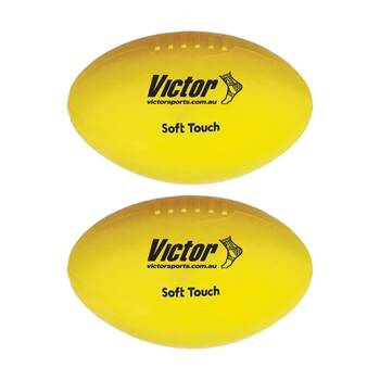 2PK Victor Sports Vinyl School Aussie Rules Football Soft Touch Light Yellow