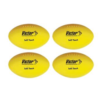 4PK Victor Sports Vinyl School Aussie Rules Football Soft Touch Light Yellow