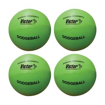 4PK Victor Sports Vinyl School Dodgeball Soft Touch Foam Lightweight Green