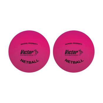 2PK Victor Sports Vinyl School Netball Soft Touch Lightweight Ball Pink 8 Inch