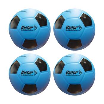 4PK Victor Sports Vinyl School Soccer Ball Soft Touch Lightweight Blue/Black
