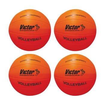 4PK Victor Sports Vinyl School Volleyball Soft Touch Lightweight Orange