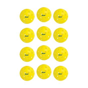 4x 3pc Victor Sports Pickleball Indoor 26 Holes Ball Set Yellow 7.2cm