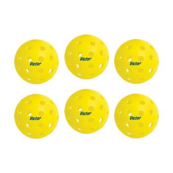 2x 3pc Victor Sports Pickleball Outdoor 40 Holes Ball Set Yellow 7.2cm