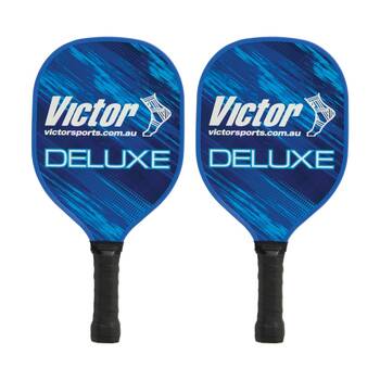 2PK Victor Sports Pickleball Paddle Wooden Deluxe 7-Ply High-Density Blue 40.2cm