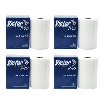 4PK Victor Sports Pro Heel & Lace Pre-Cut Adhesive Square Pads Roll Wh 10cmx10m