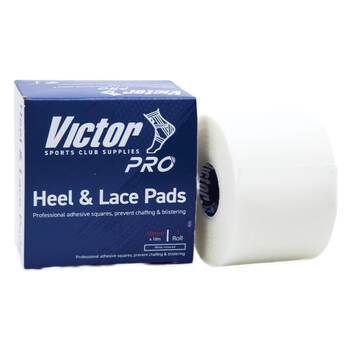 Victor Sports Pro Heel & Lace Pre-Cut Adhesive Square Pads Roll White 5cmx10m