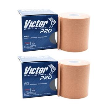 2PK Victor Sports Pro Adhesive Muscular Support K-Tape Roll Beige 75mmx5m