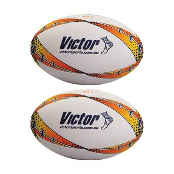 2PK Victor Sports Rugby Union Ball Raider Size 3 Training Durable Hand Stitched