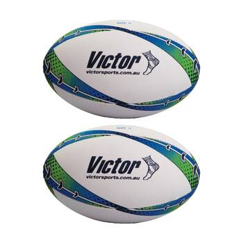 2PK Victor Sports Rugby Union Ball Raider Size 4 Training Durable Hand Stitched