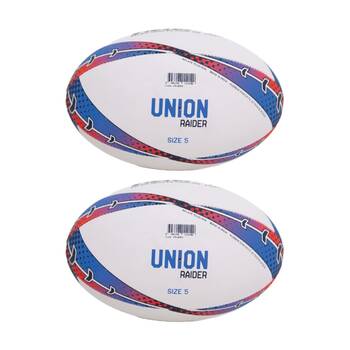 2PK Victor Sports Rugby Union Ball Raider Size 5 Training Durable Hand Stitched
