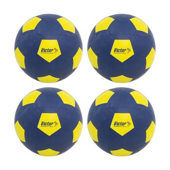 4PK Victor Sports Soccer Ball Rubber Size 5 Durable Training Navy Yellow