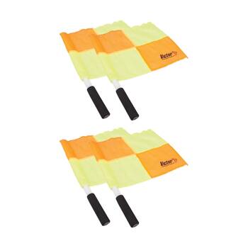 2x 2pc Victor Sports Soccer Linesman Flags Pair Plastic Grip Red Yellow