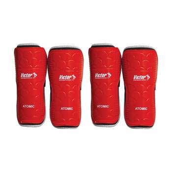 2PK Victor Sports Atomic Shin Guards Large Strong Durable Plastic Pair Assorted