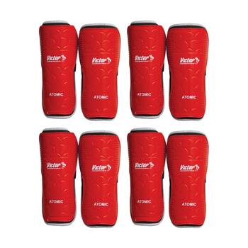 4PK Victor Sports Atomic Shin Guards Large Strong Durable Plastic Pair Assorted