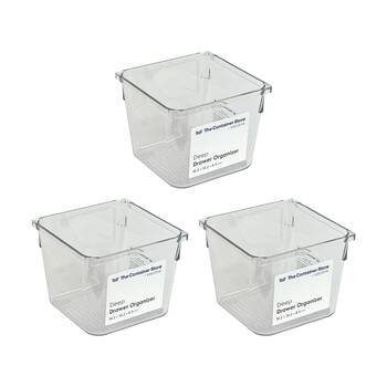 3PK The Container Store Deep Drawer Organiser Insert Clear 10.2x10.2x8.3cm