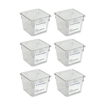 6PK The Container Store Deep Drawer Organiser Insert Clear 10.2x10.2x8.3cm