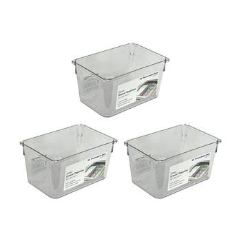 3PK The Container Store Deep Drawer Organiser Insert Clear 15.2x10.2x8.3cm