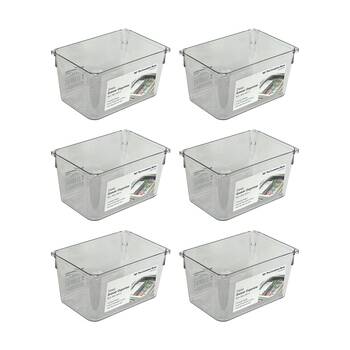 6PK The Container Store Deep Drawer Organiser Insert Clear 15.2x10.2x8.3cm