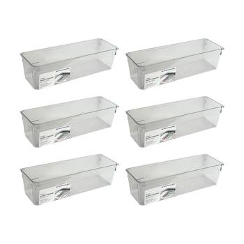 6PK The Container Store Deep Drawer Organiser Insert Clear 30.5x10.2x8.3cm