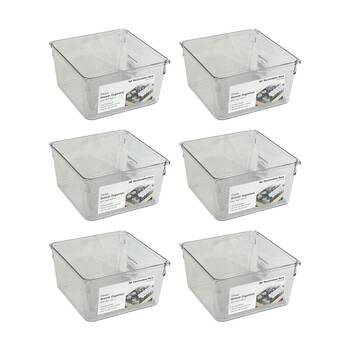 6PK The Container Store Deep Drawer Organiser Insert Clear 15.2x15.2x8.3cm