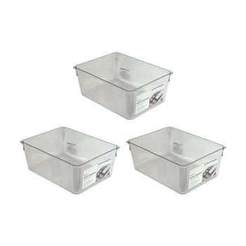 3PK The Container Store Deep Drawer Organiser Insert Clear 20.3x15.2x8.3cm
