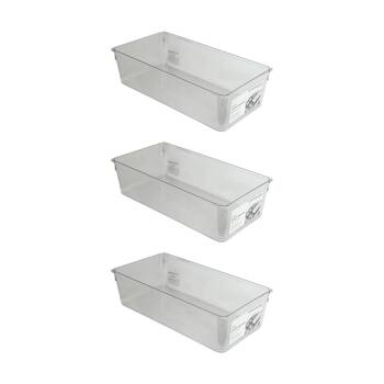 3PK The Container Store Deep Drawer Organiser Insert Clear 30.5x15.2x8.3cm