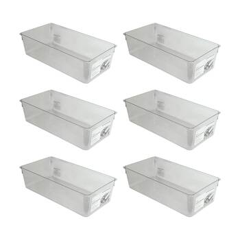 6PK The Container Store Deep Drawer Organiser Insert Clear 30.5x15.2x8.3cm