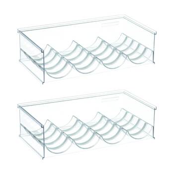 2PK The Container Store Stacking Four Bottle Holder Clear Plastic Rack Organiser