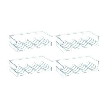 4PK The Container Store Stacking Four Bottle Holder Clear Plastic Rack Organiser