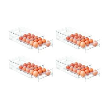 4PK The Container Store Egg Drawer Kitchen Organiser Plastic Tray Clear