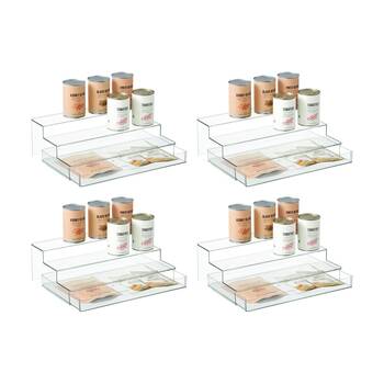 4PK The Container Store Three Tier Organiser W/ Drawer Plastic Storage Clear