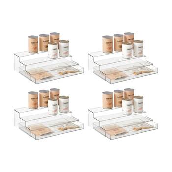 4PK The Container Store Large Three Tier Organiser W/ Drawer Storage Clear