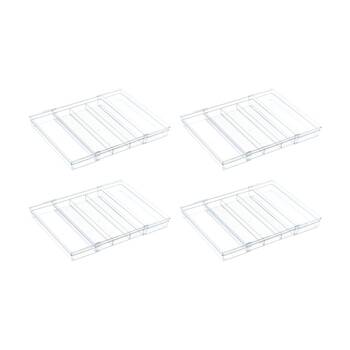 4PK The Container Store Drawer Utensil Tray Expandable Clear Kitchen Organiser