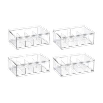 4PK The Container Store Tea Bag Organiser W/ Drawer Clear Plastic Storage