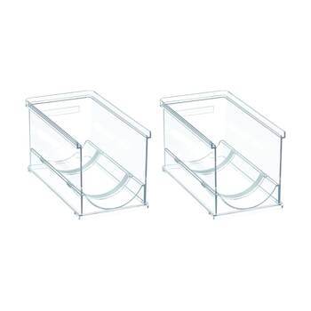 2PK The Container Store Stacking Single Bottle Holder Clear Plastic Organiser