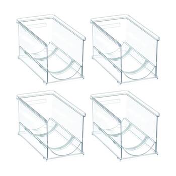 4PK The Container Store Stacking Single Bottle Holder Clear Plastic Organiser