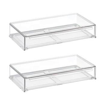 2PK The Container Store Drawer For Four Bottle Holder Clear Storage Organiser