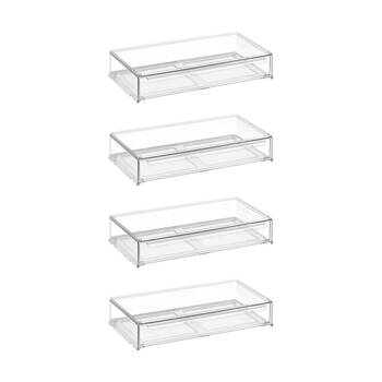 4PK The Container Store Drawer For Four Bottle Holder Clear Storage Organiser