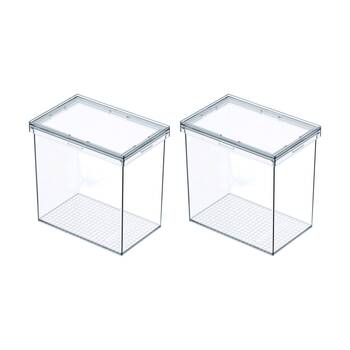 2PK The Container Store Modular Airtight Canister Medium W/ Lid Plastic Clear