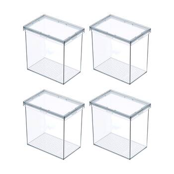 4PK The Container Store Modular Airtight Canister Medium W/ Lid Plastic Clear