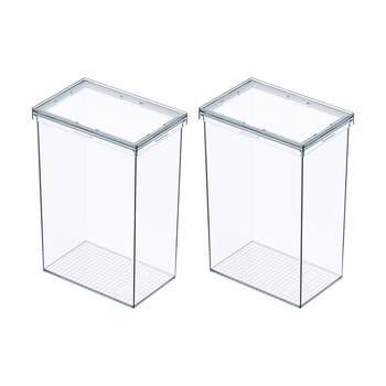 2PK The Container Store Modular Airtight Canister Large W/ Lid Plastic Clear