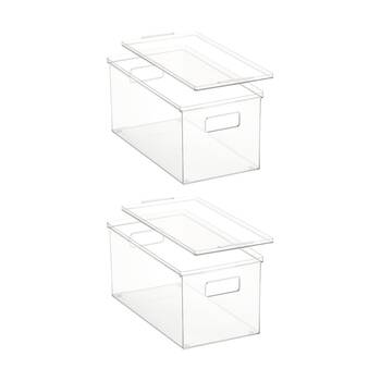 2PK The Container Store Small Storage Box W/ Lid Clear 39x20x18cm